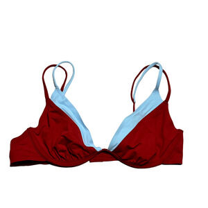 L*Space Seam-Free Finneas Bikini Top in Red Blue NWT Size XL size FULL D